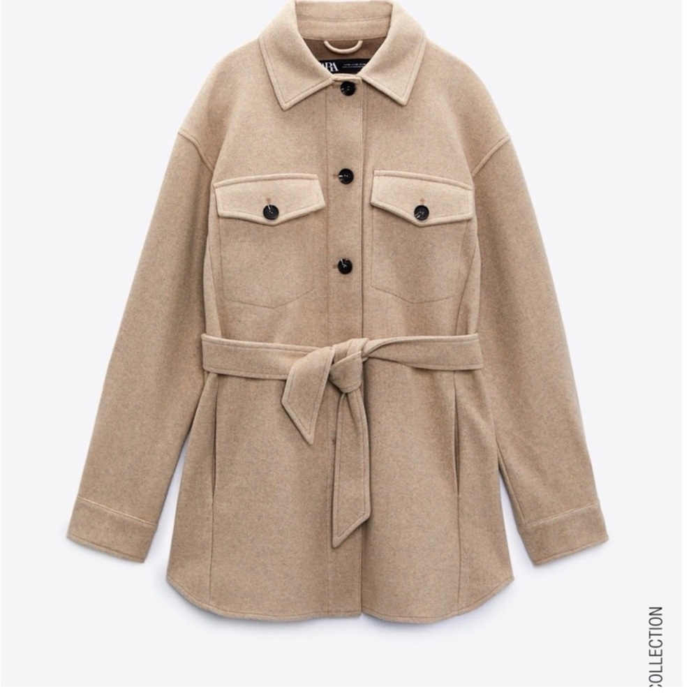 Zara Beige Utility Jacket with Belt